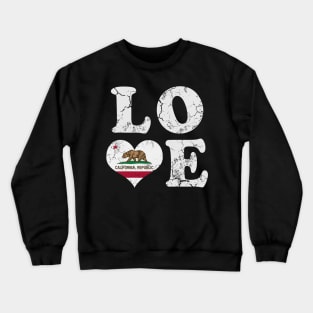 Love California Republic Flag Vintage Distressed Crewneck Sweatshirt